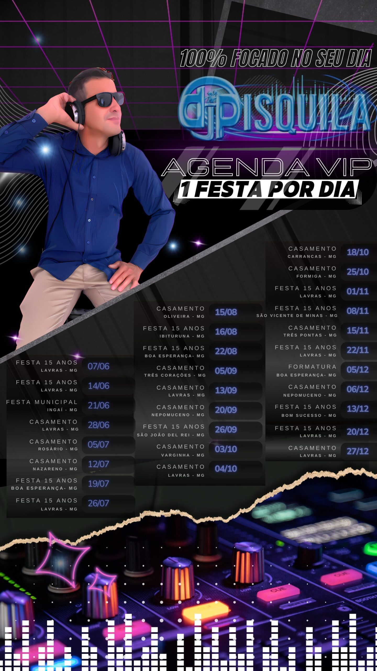 Lavras, Varginha, Nepomuceno, Boa Esperança, Perdões, Alfenas, São João del Rei, Campo Belo, Carrancas, Pouso Alegre, Elói Mendes, Formiga, Três Pontas, Arcos, Barbacena, Bom Despacho, Cambuquira, Conselheiro Lafaiete, Divinópolis, Itapecerica, Itaúna, Lagoa da Prata, Nova Serrana, Oliveira, Pará de Minas, São Lourenço, São Sebastião do Paraíso