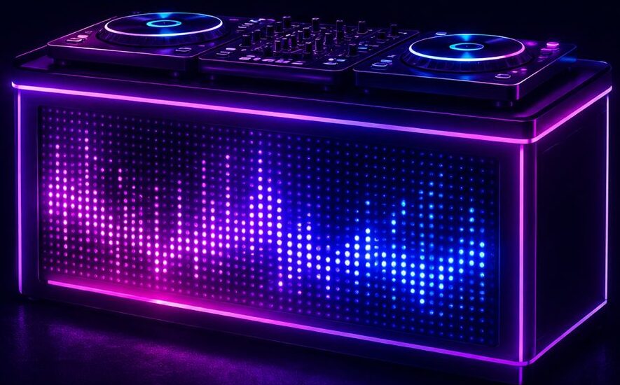 Mesa de LED para vídeos, fotos e homenagens em formatura