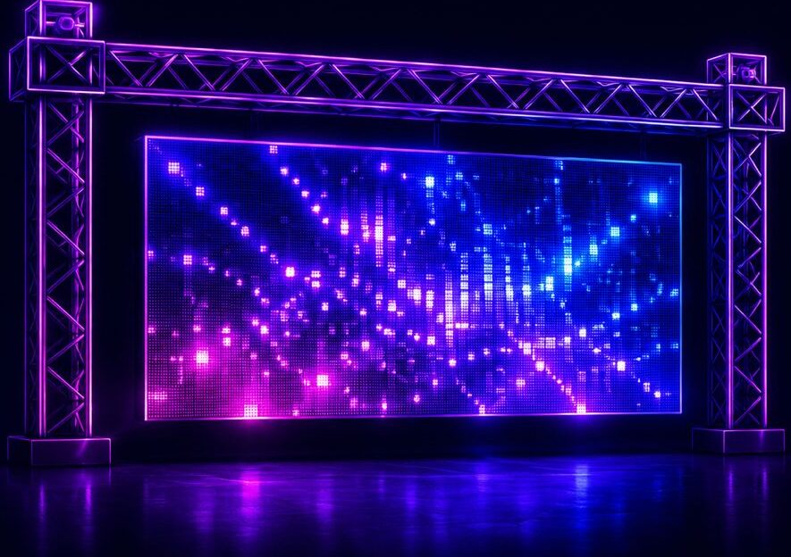 Painel grande de LED para vídeos, fotos e homenagens em formatura