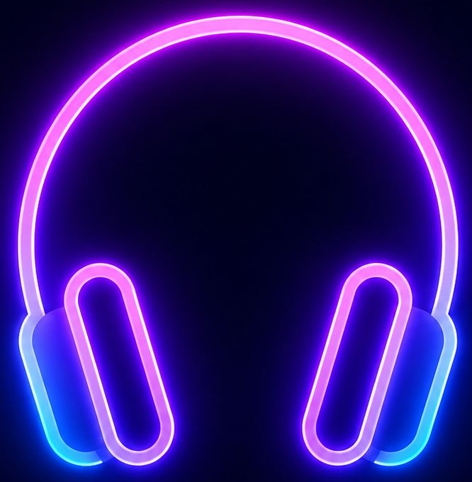 Ícone de fone de ouvido neon para pacote de DJ para formatura
